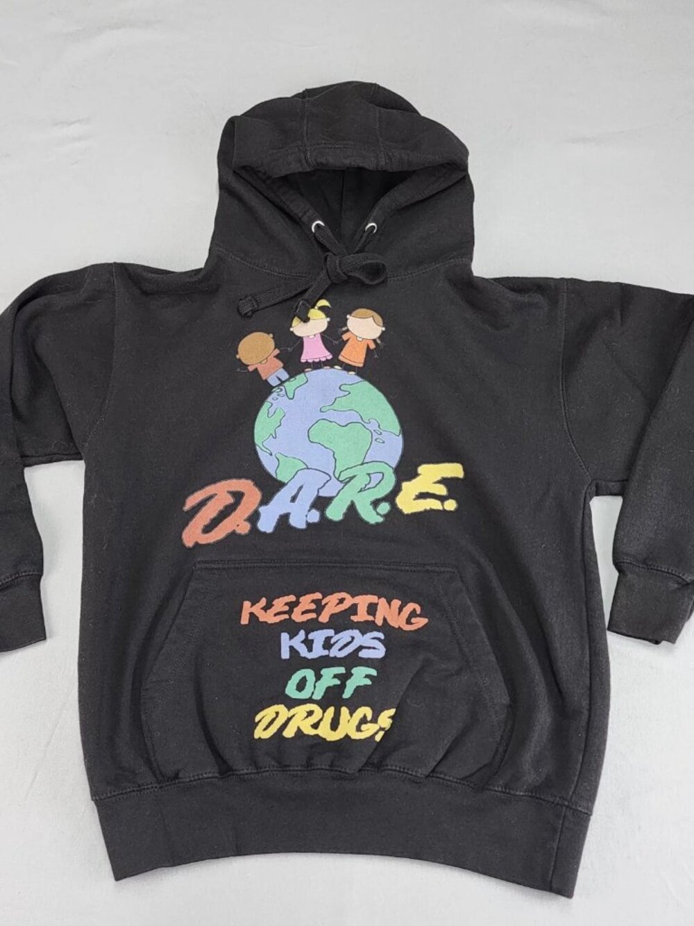 D.A.R.E. Pullover Hoodie Mens S Black Graphic Print Hooded Sweatshirt